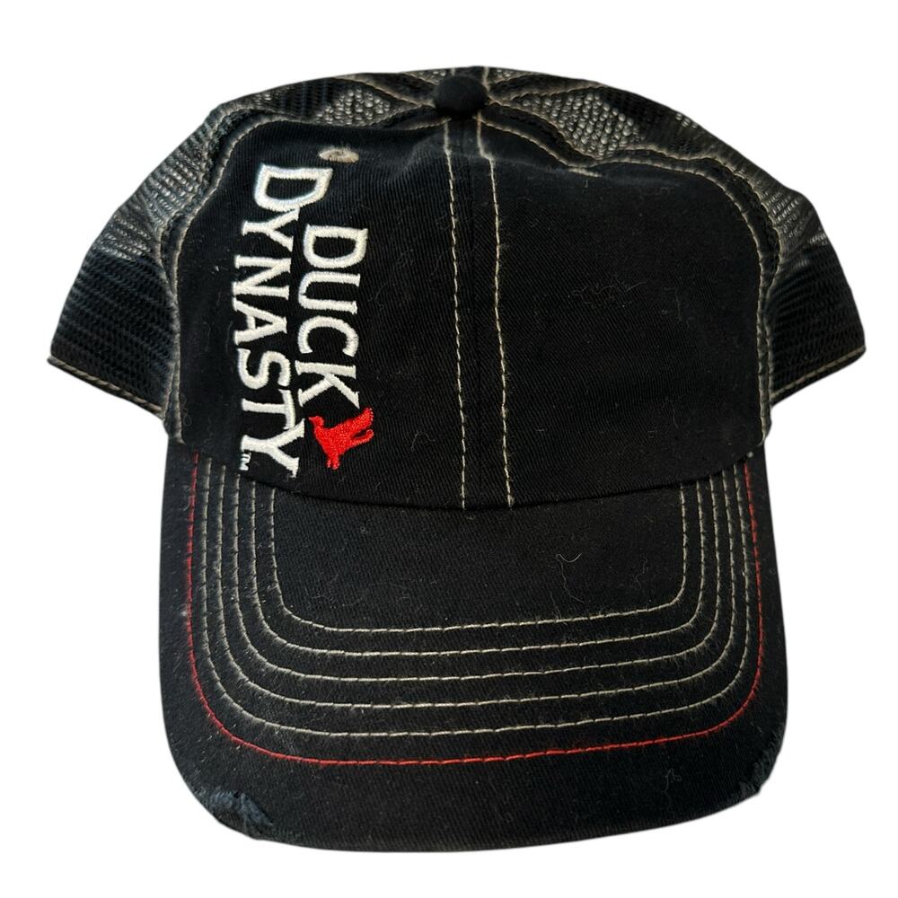 Vintage A&E Duck Dynasty Black Trucker Hat Distressed Mesh Adjustable Cotton
